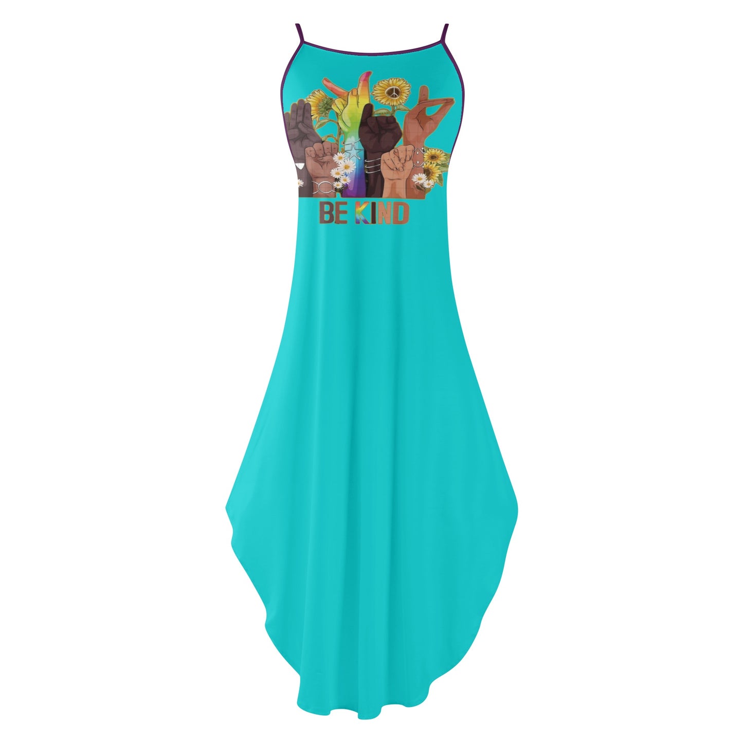 Be Kind (Pride Edition) Womens Turquoise Sleeveless Evening Dress