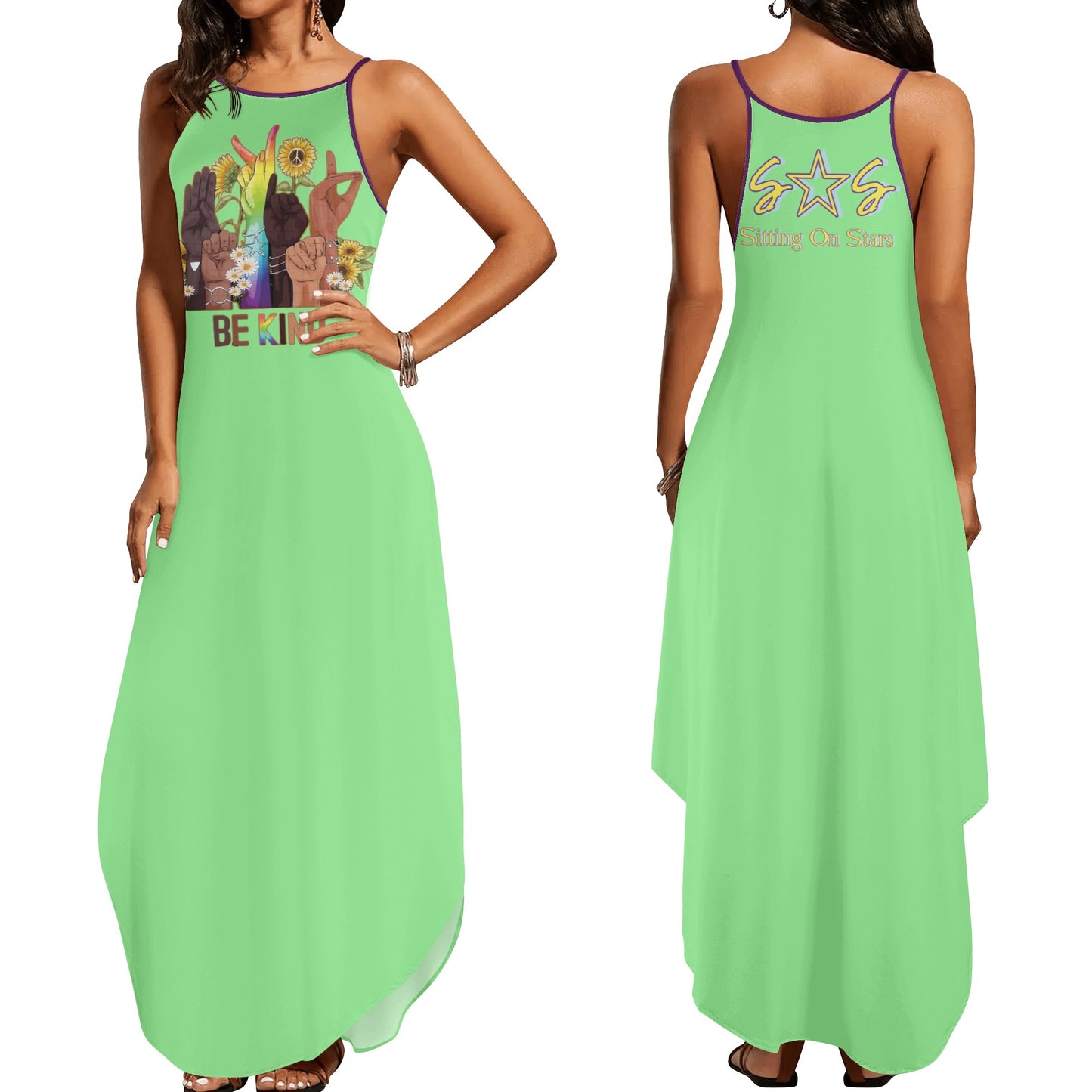 Be Kind (Pride Edition) Womens Mint Green Sleeveless Evening Dress