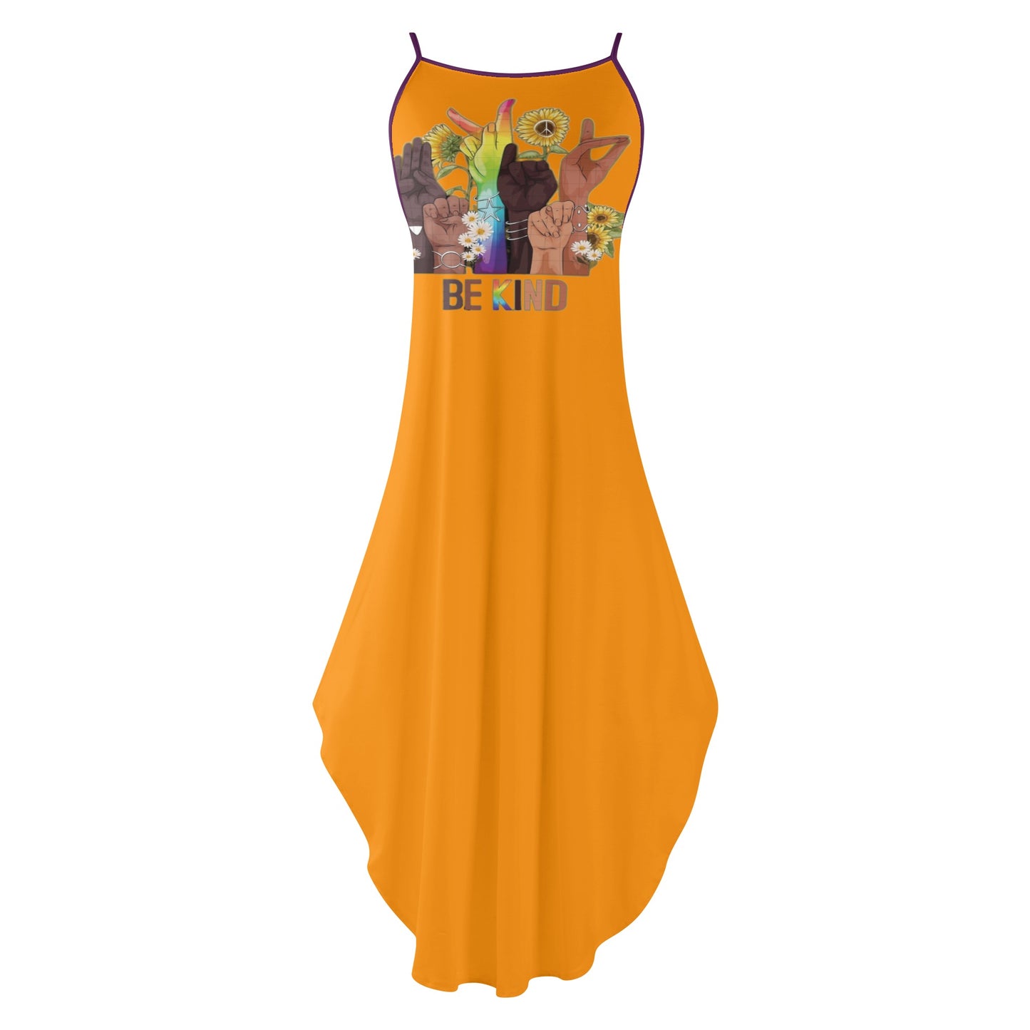 Be Kind (Pride Edition) Womens Orange Sleeveless Evening Dress