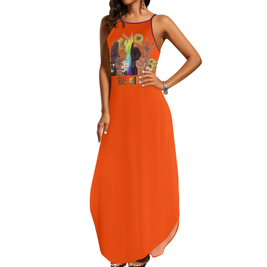 Be Kind (Pride Edition) Womens Dark Orange Sleeveless Evening Dress