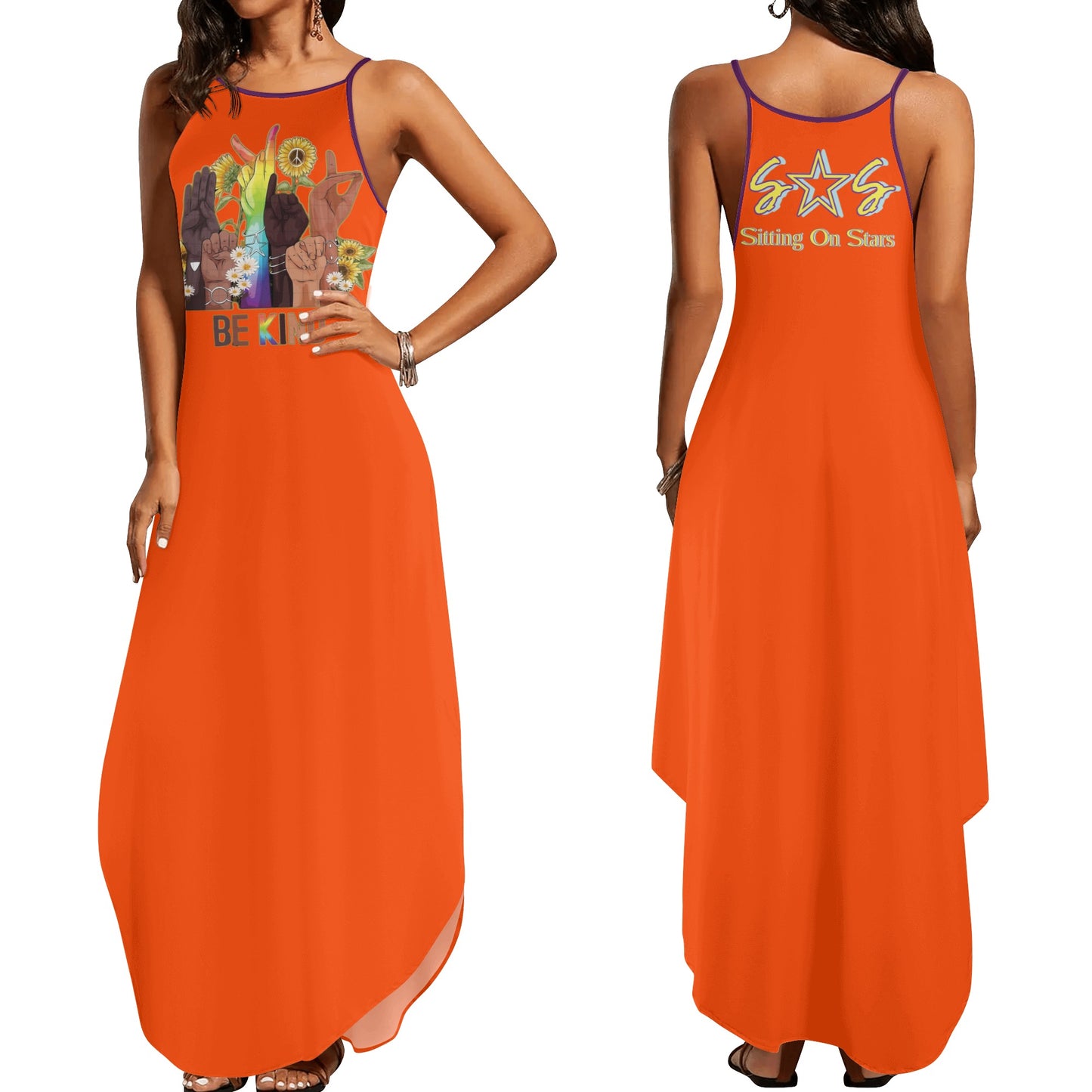 Be Kind (Pride Edition) Womens Dark Orange Sleeveless Evening Dress