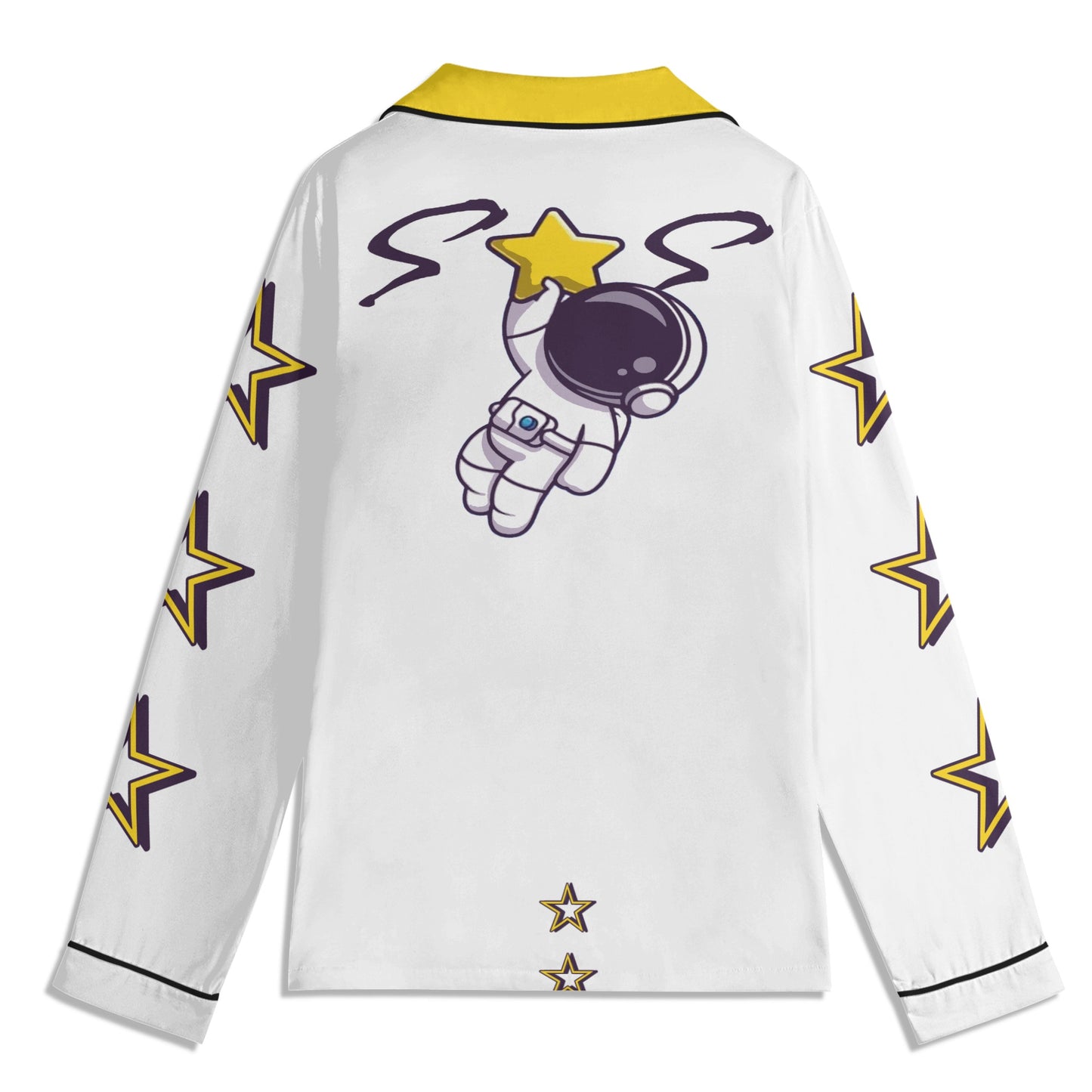 Space Man 23 Children White/Gold Long Sleeve Nightwear Pajama Set