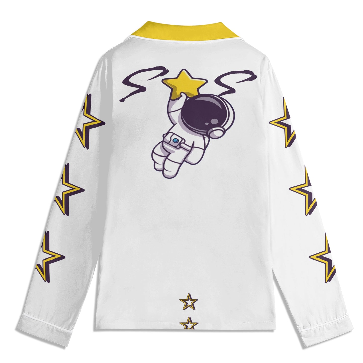 Space Man 23 Children White/Gold Long Sleeve Nightwear Pajama Set