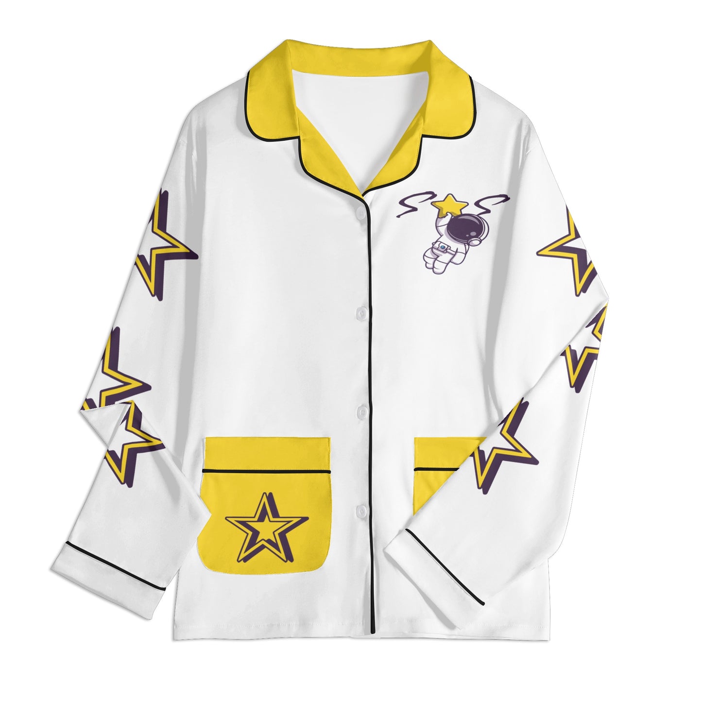 Space Man 23 Children White/Gold Long Sleeve Nightwear Pajama Set