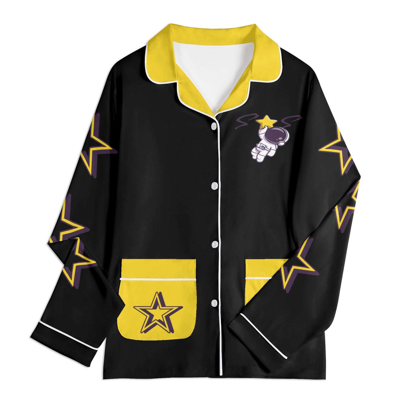 Space Man 23 Children Black/Gold Long Sleeve Nightwear Pajama Set