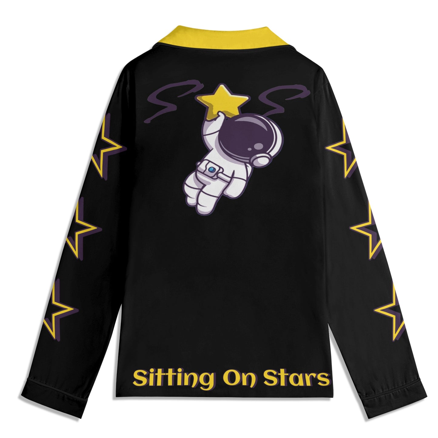 Space Man 23 Children Black/Gold Long Sleeve Nightwear Pajama Set