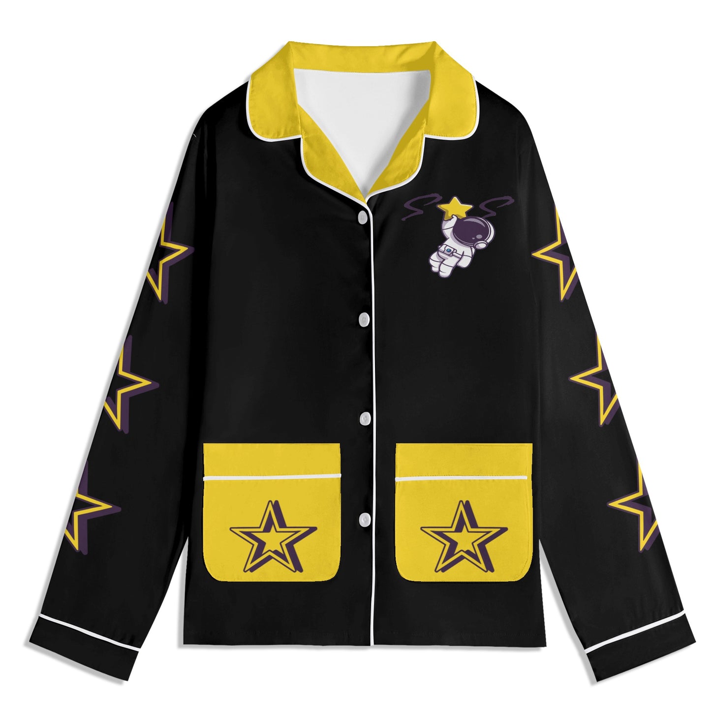 Space Man 23 Children Black/Gold Long Sleeve Nightwear Pajama Set