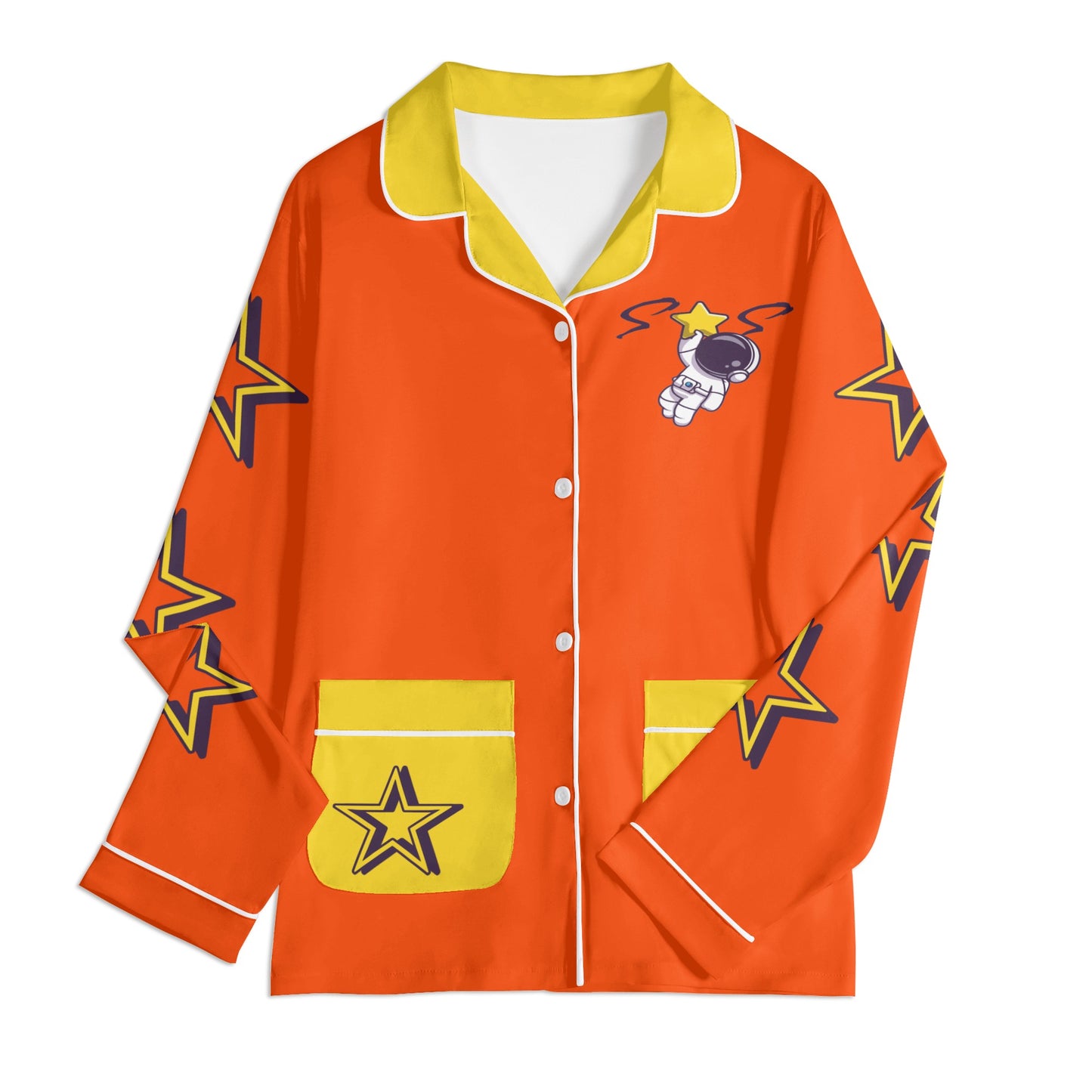 Space Man 23 Children DarkOrange/Gold Long Sleeve Nightwear Pajama Set