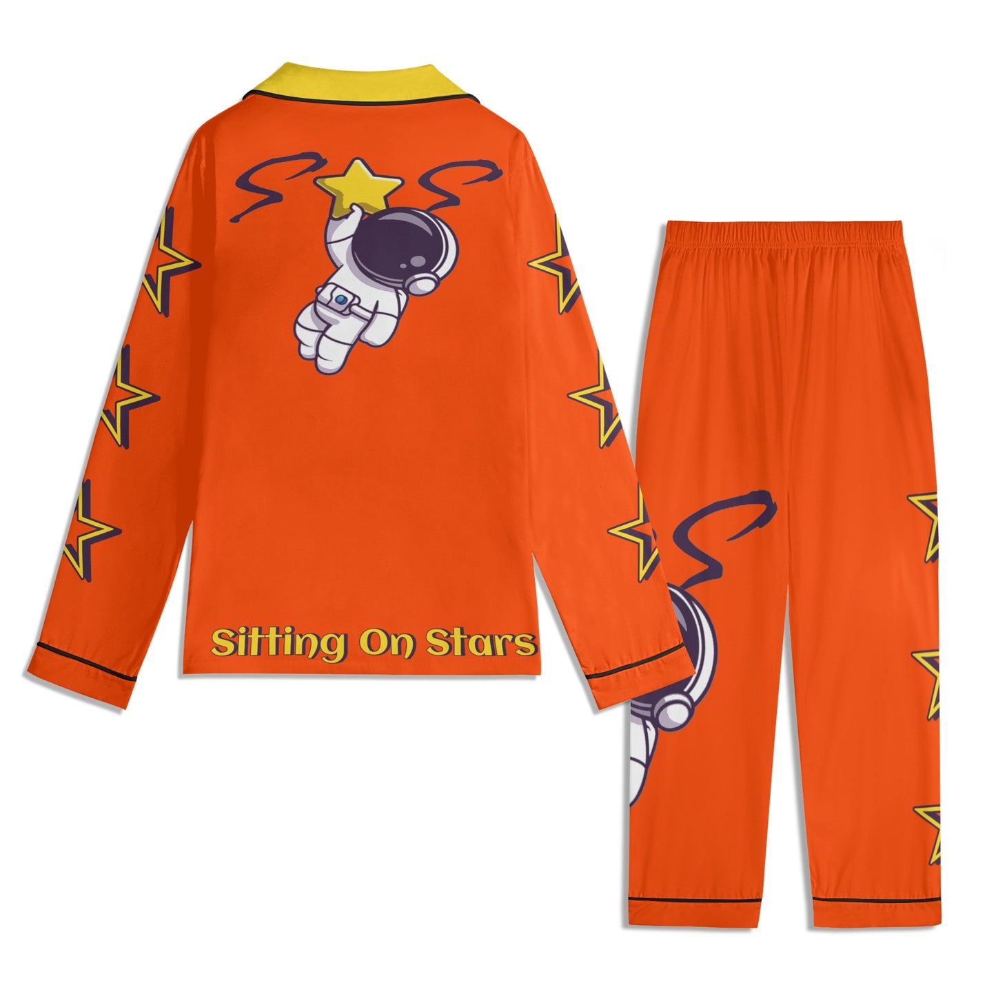 Space Man 23 Children DarkOrange/Gold Long Sleeve Nightwear Pajama Set