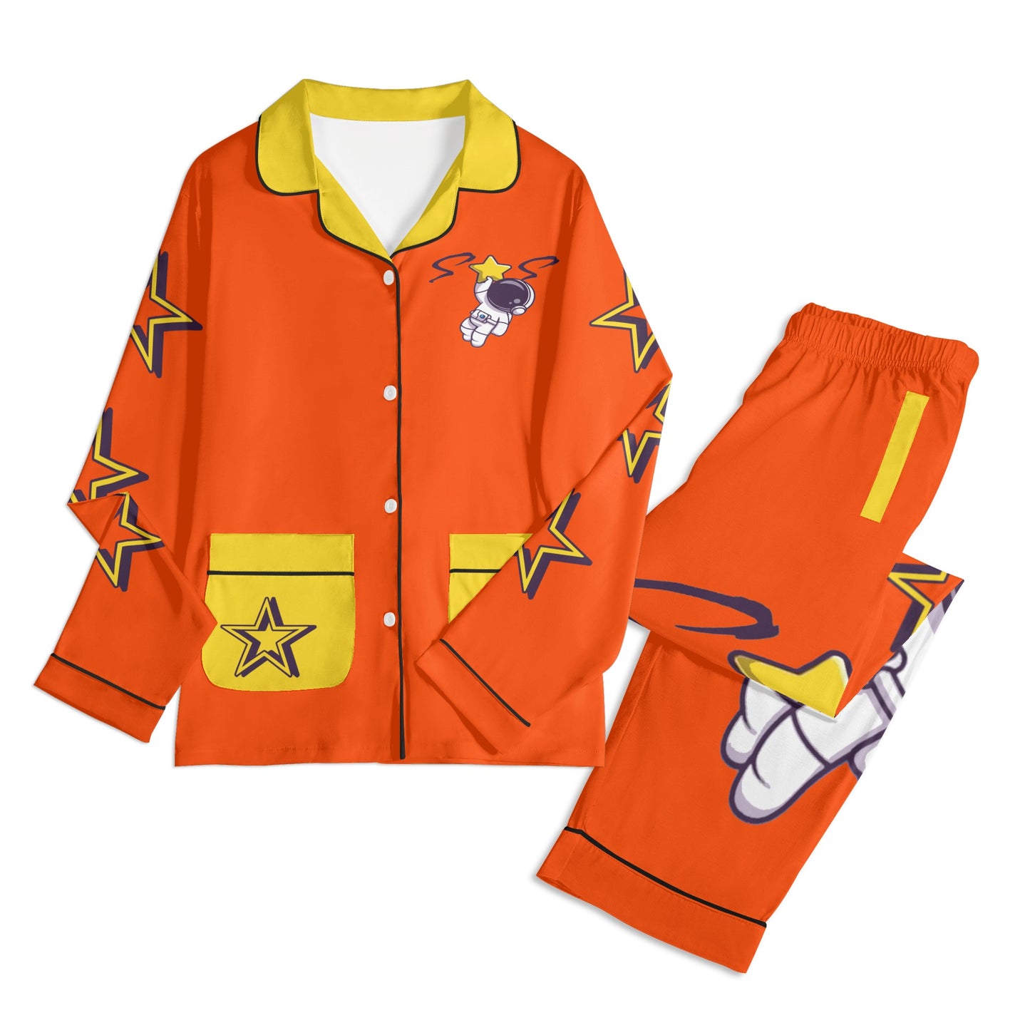 Space Man 23 Children DarkOrange/Gold Long Sleeve Nightwear Pajama Set