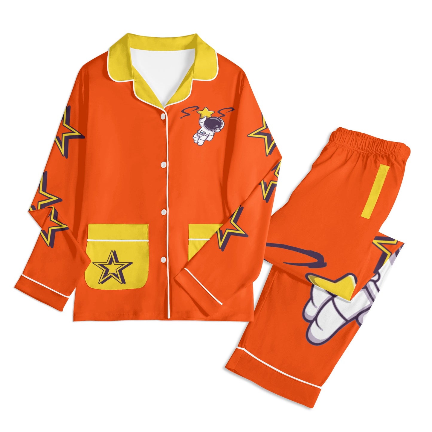 Space Man 23 Children DarkOrange/Gold Long Sleeve Nightwear Pajama Set