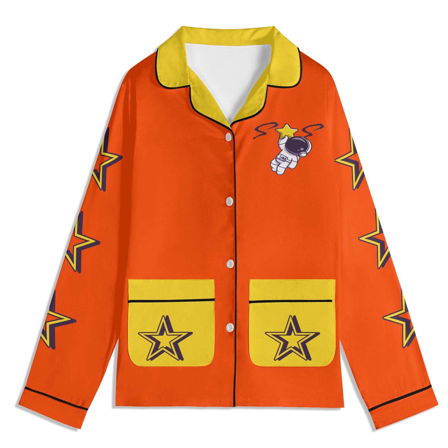 Space Man 23 Children DarkOrange/Gold Long Sleeve Nightwear Pajama Set