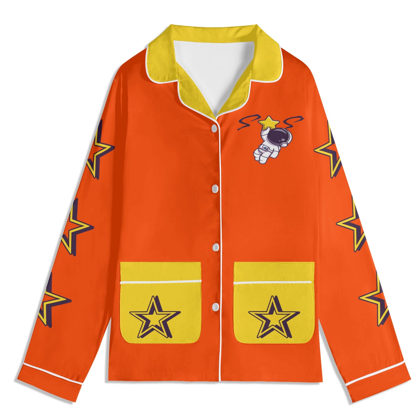 Space Man 23 Children DarkOrange/Gold Long Sleeve Nightwear Pajama Set