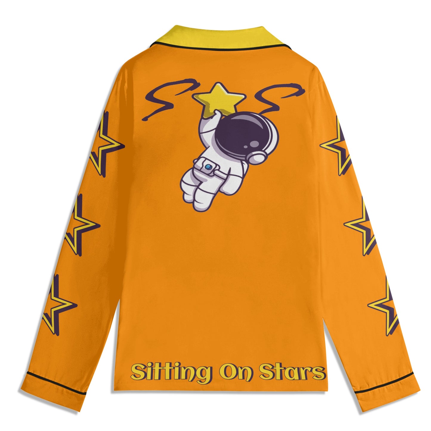 Space Man 23 Children Orange/Gold Long Sleeve Nightwear Pajama Set