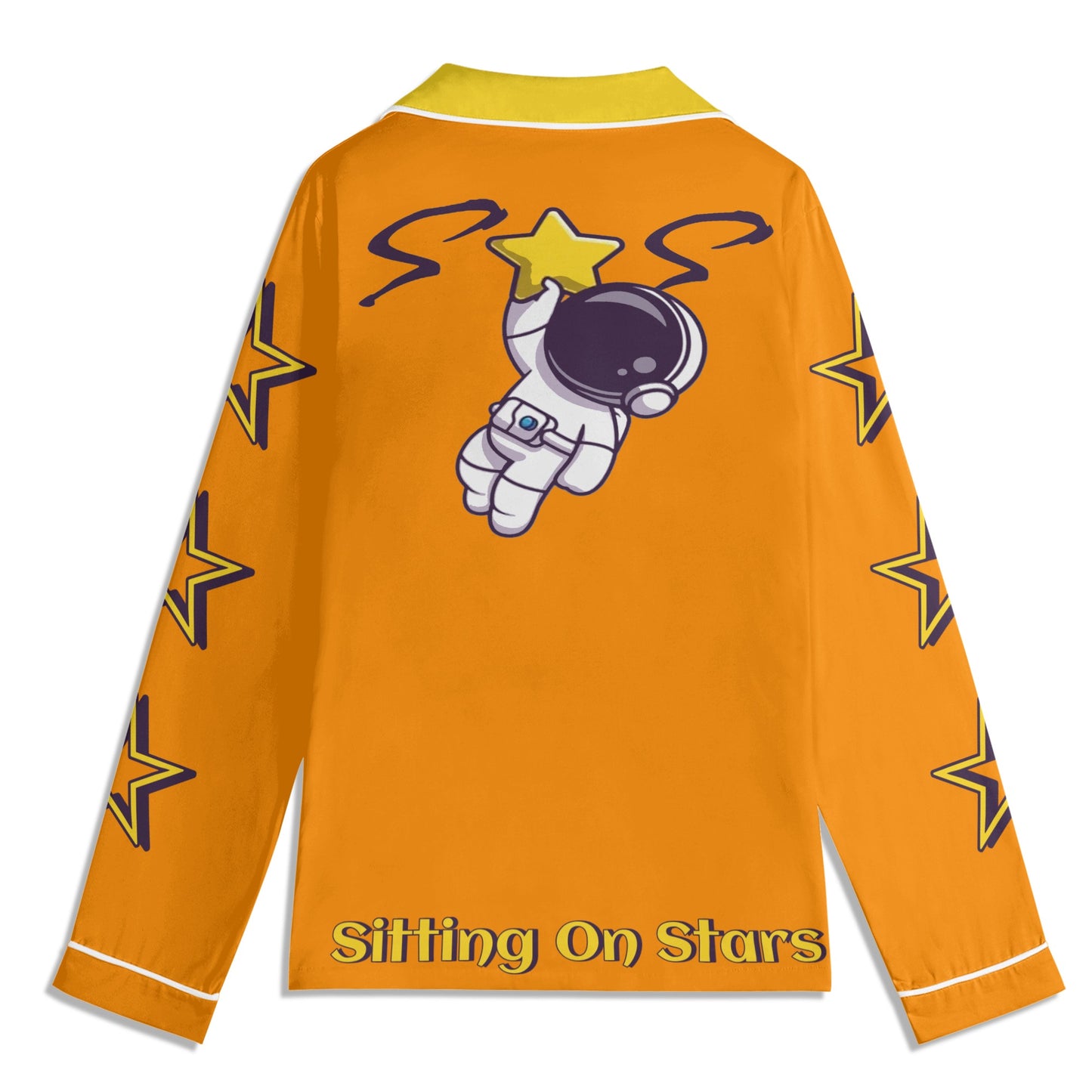 Space Man 23 Children Orange/Gold Long Sleeve Nightwear Pajama Set