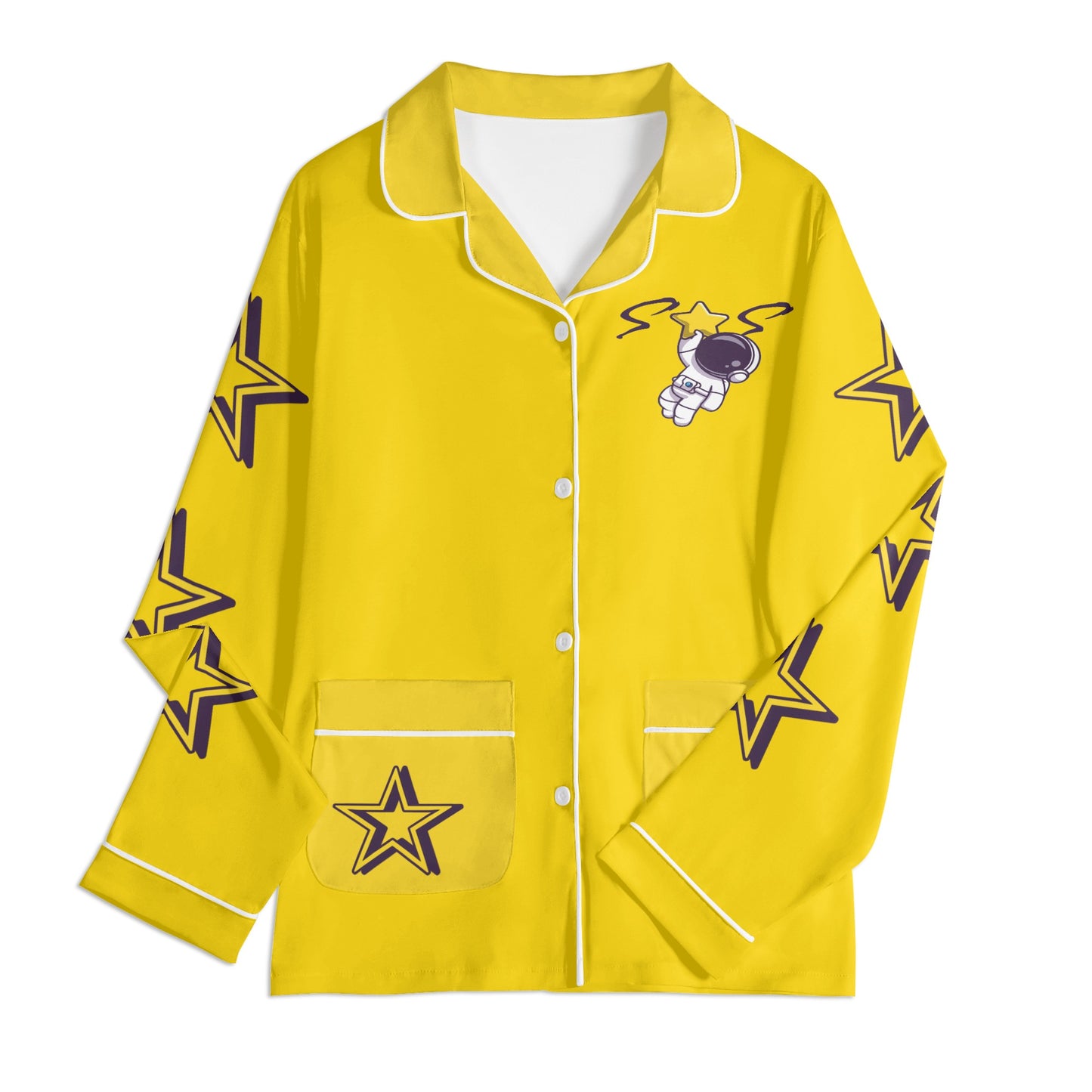 Space Man 23 Children Gold Long Sleeve Nightwear Pajama Set