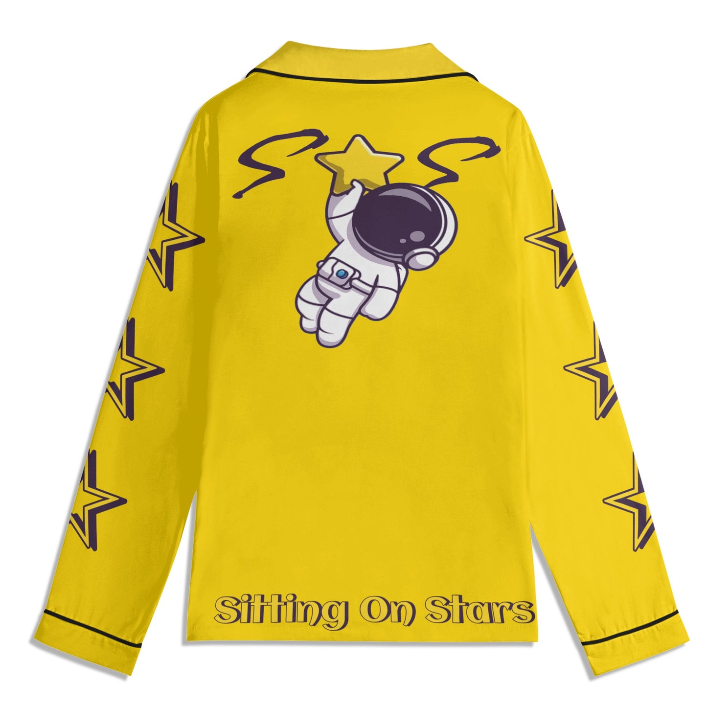 Space Man 23 Children Gold Long Sleeve Nightwear Pajama Set