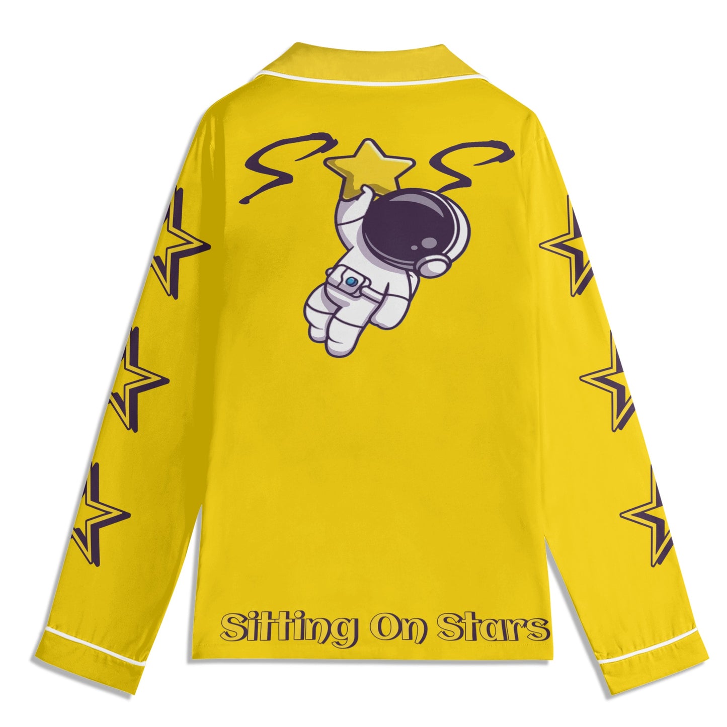 Space Man 23 Children Gold Long Sleeve Nightwear Pajama Set