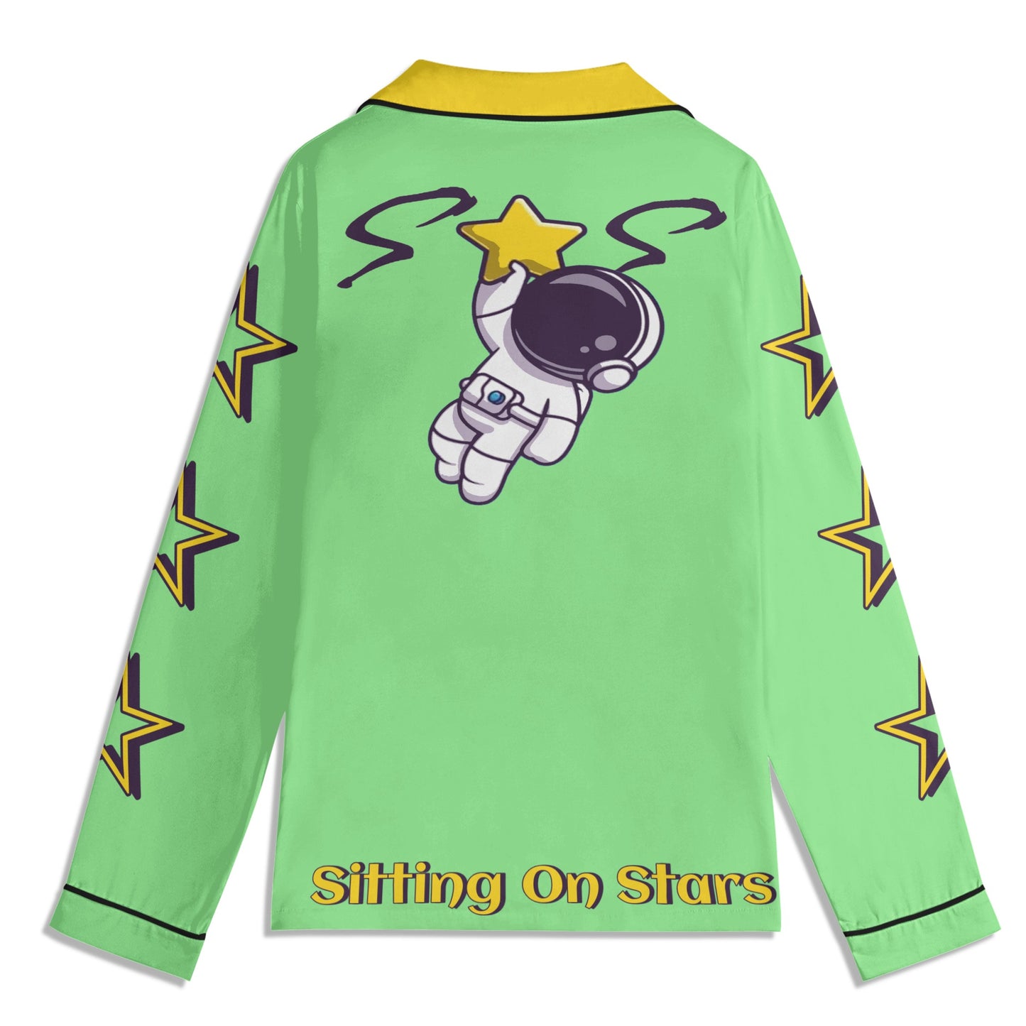 Space Man 23 Children MintGreen/Gold Long Sleeve Nightwear Pajama Set