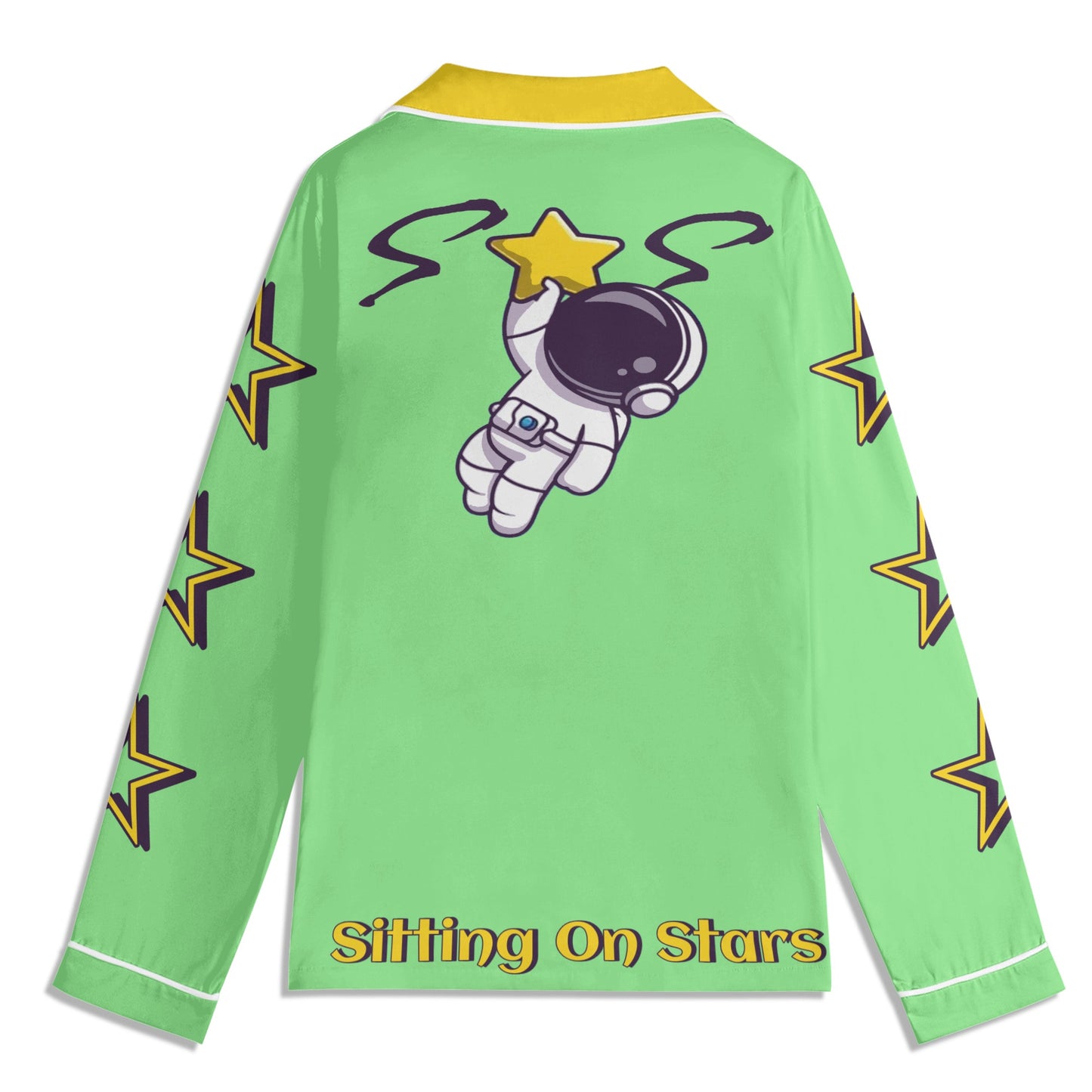 Space Man 23 Children MintGreen/Gold Long Sleeve Nightwear Pajama Set