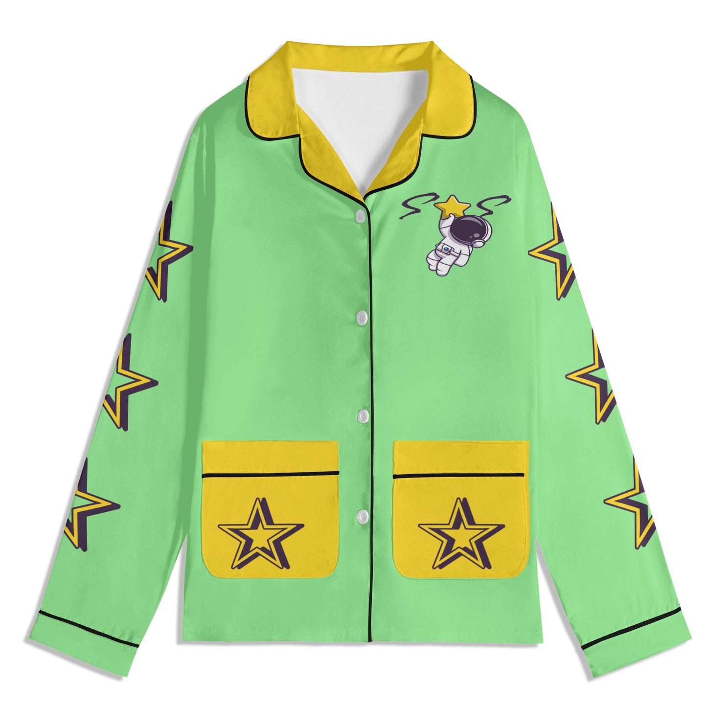 Space Man 23 Children MintGreen/Gold Long Sleeve Nightwear Pajama Set