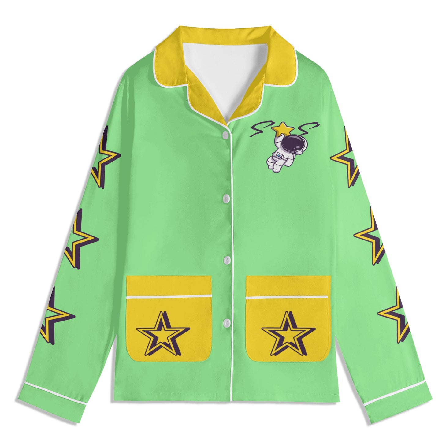 Space Man 23 Children MintGreen/Gold Long Sleeve Nightwear Pajama Set