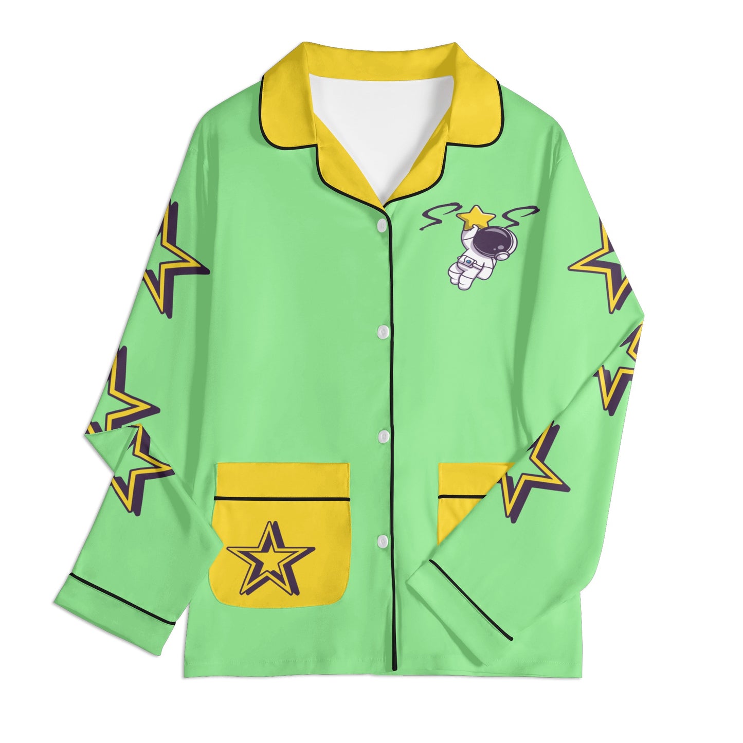 Space Man 23 Children MintGreen/Gold Long Sleeve Nightwear Pajama Set