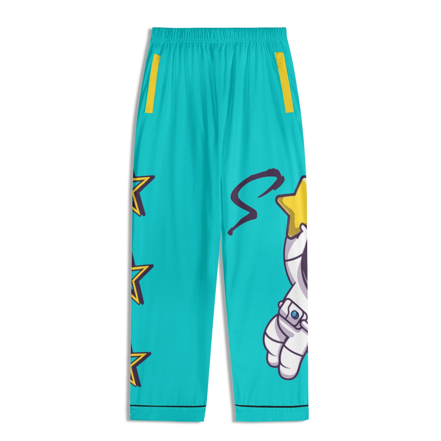 Space Man 23 Children Turquoise/Gold Long Sleeve Nightwear Pajama Set