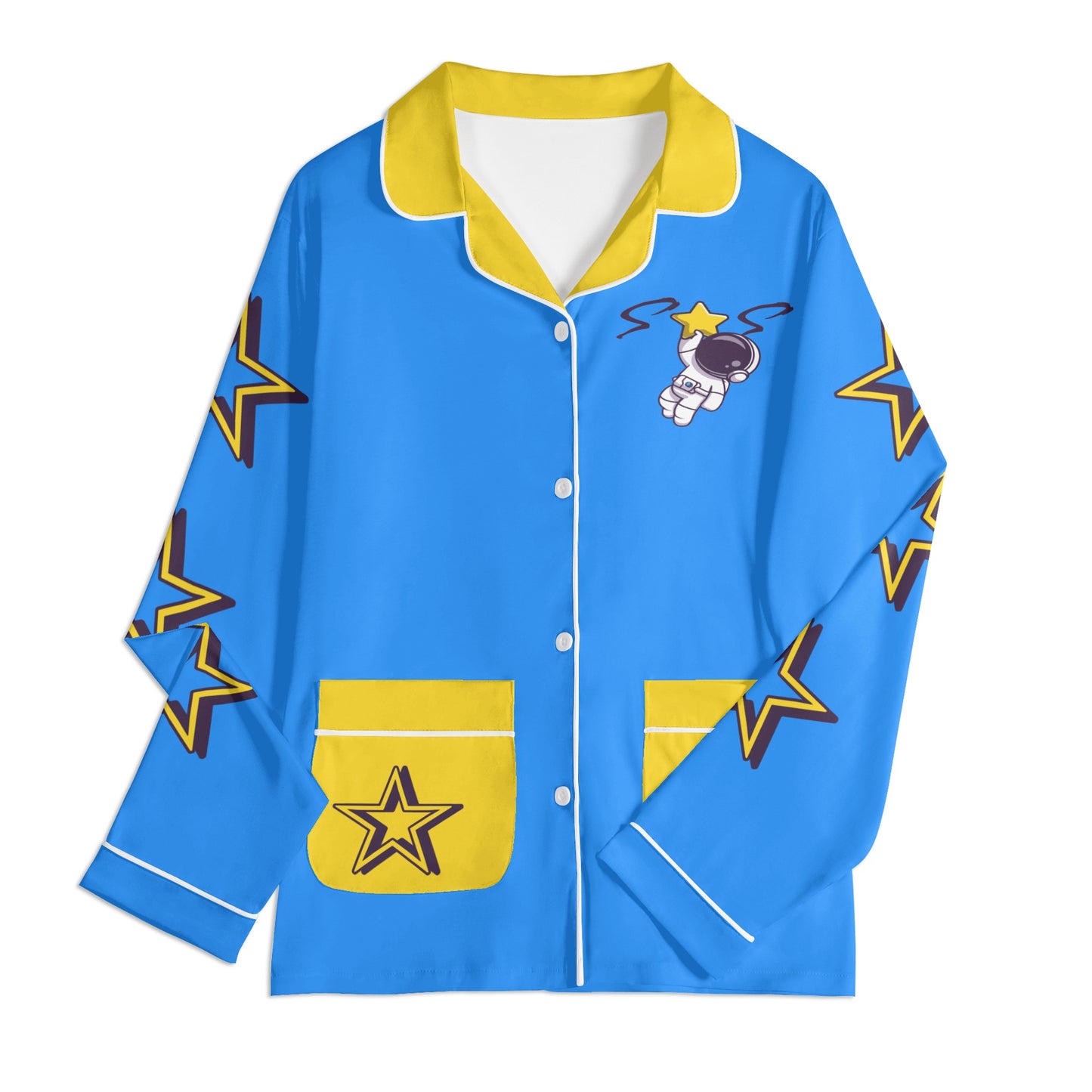 Space Man 23 Children Blue/Gold Long Sleeve Nightwear Pajama Set