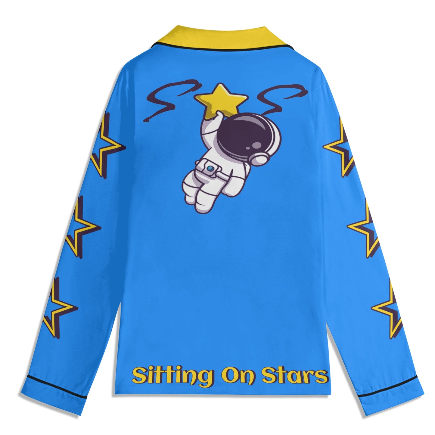 Space Man 23 Children Blue/Gold Long Sleeve Nightwear Pajama Set