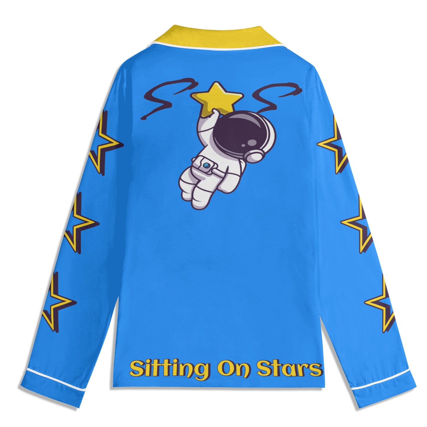 Space Man 23 Children Blue/Gold Long Sleeve Nightwear Pajama Set