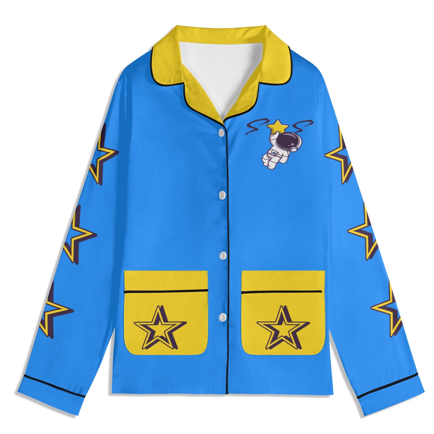 Space Man 23 Children Blue/Gold Long Sleeve Nightwear Pajama Set