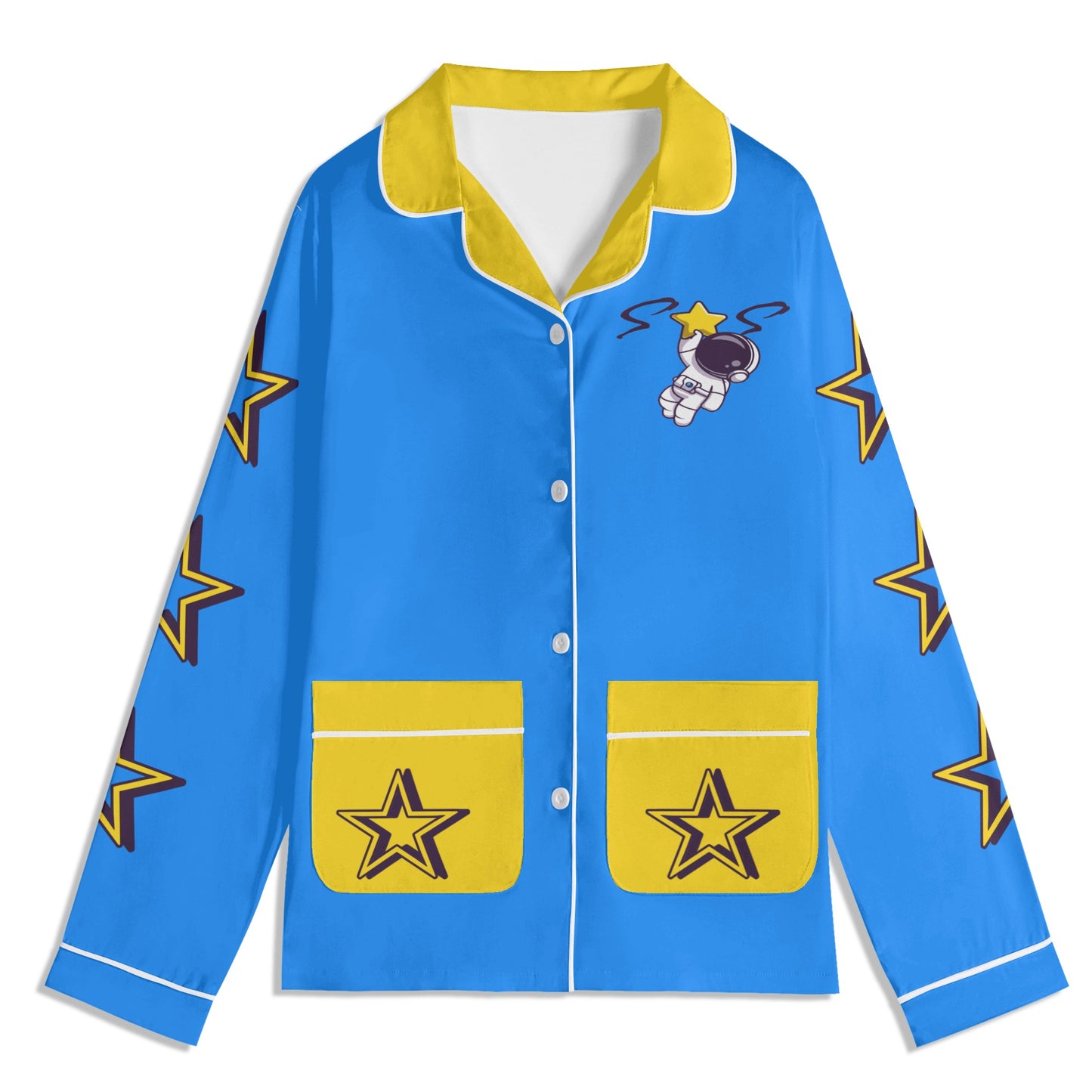 Space Man 23 Children Blue/Gold Long Sleeve Nightwear Pajama Set