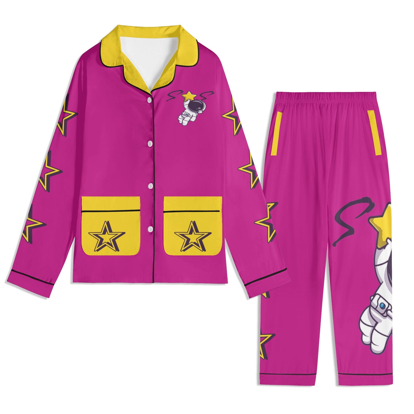 Space Man 23 Children Purple/Gold Long Sleeve Nightwear Pajama Set