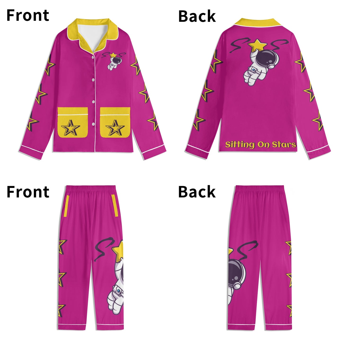 Space Man 23 Children Purple/Gold Long Sleeve Nightwear Pajama Set