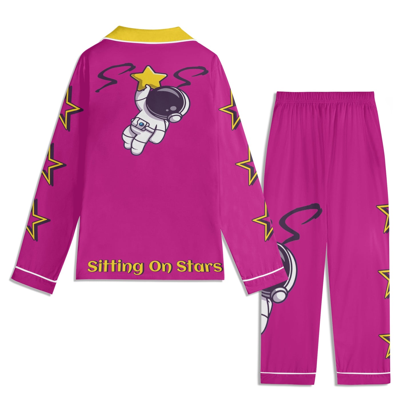 Space Man 23 Children Purple/Gold Long Sleeve Nightwear Pajama Set