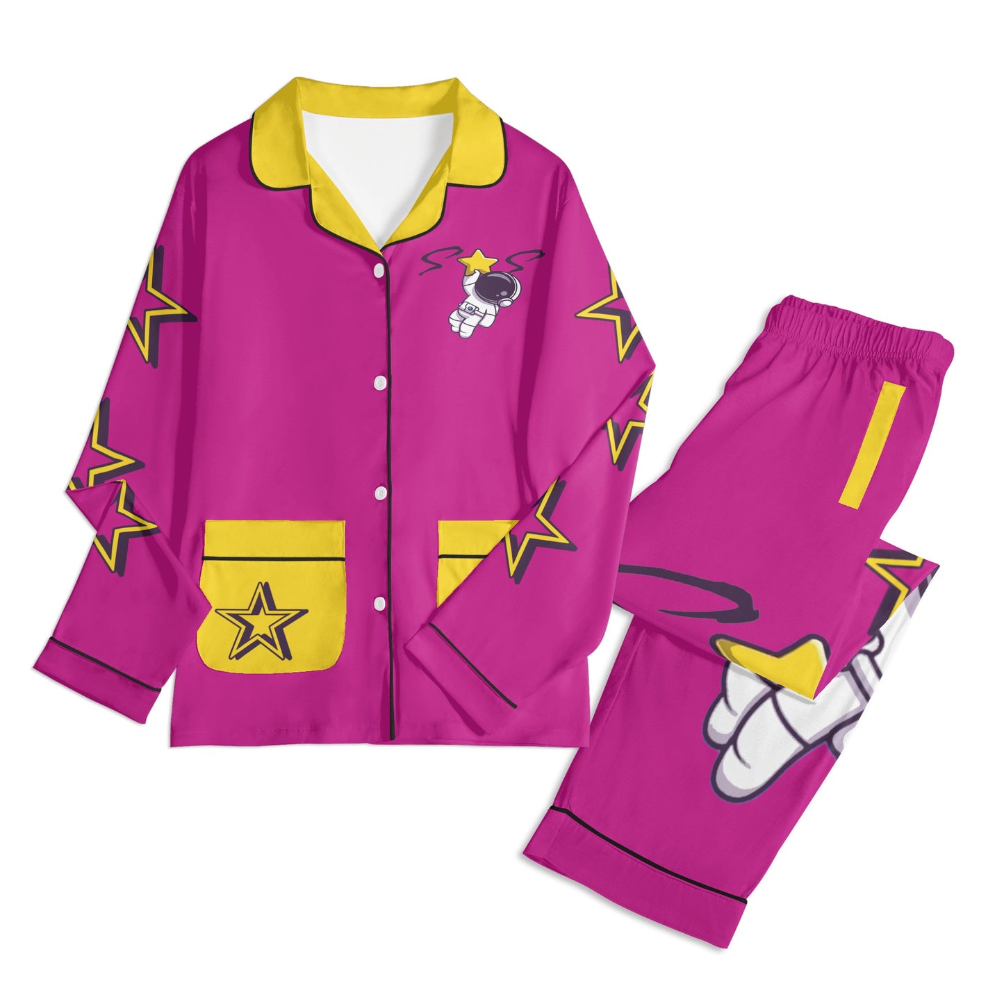 Space Man 23 Children Purple/Gold Long Sleeve Nightwear Pajama Set