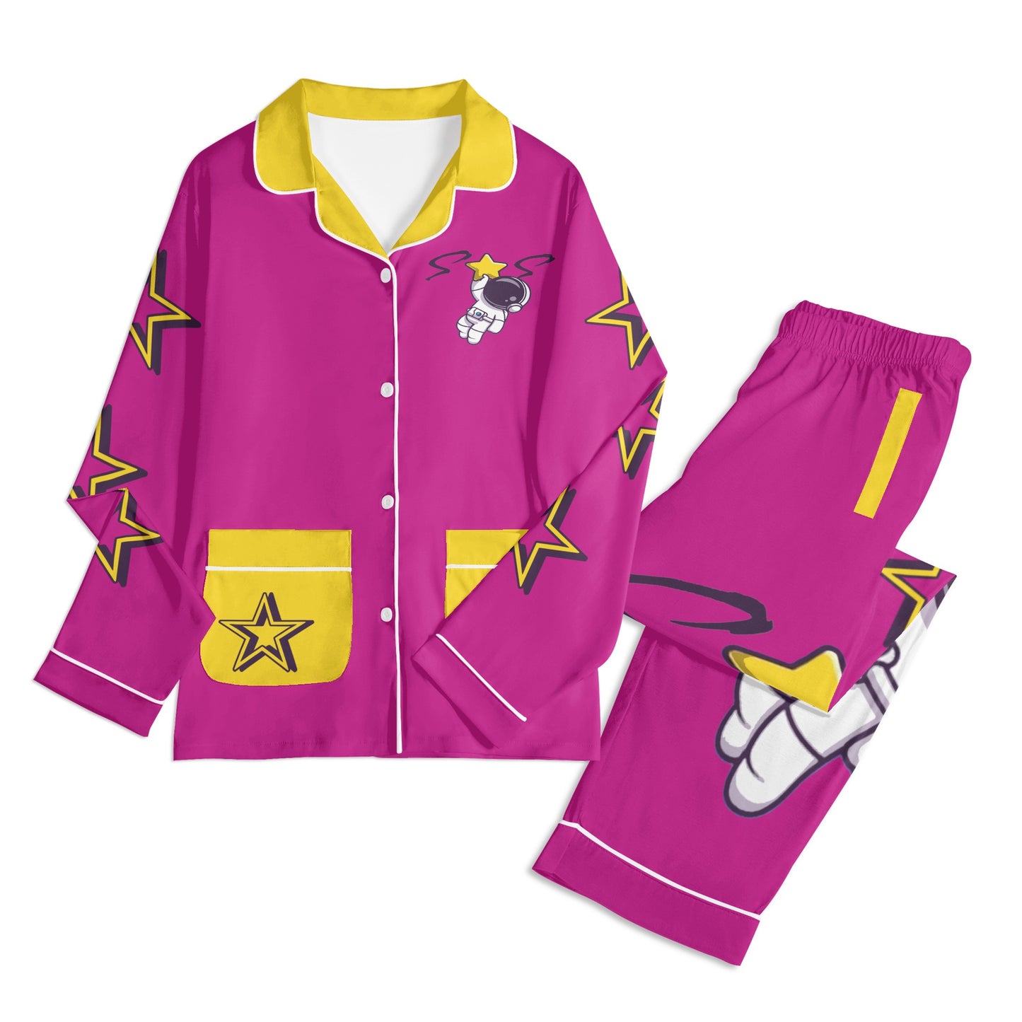 Space Man 23 Children Purple/Gold Long Sleeve Nightwear Pajama Set