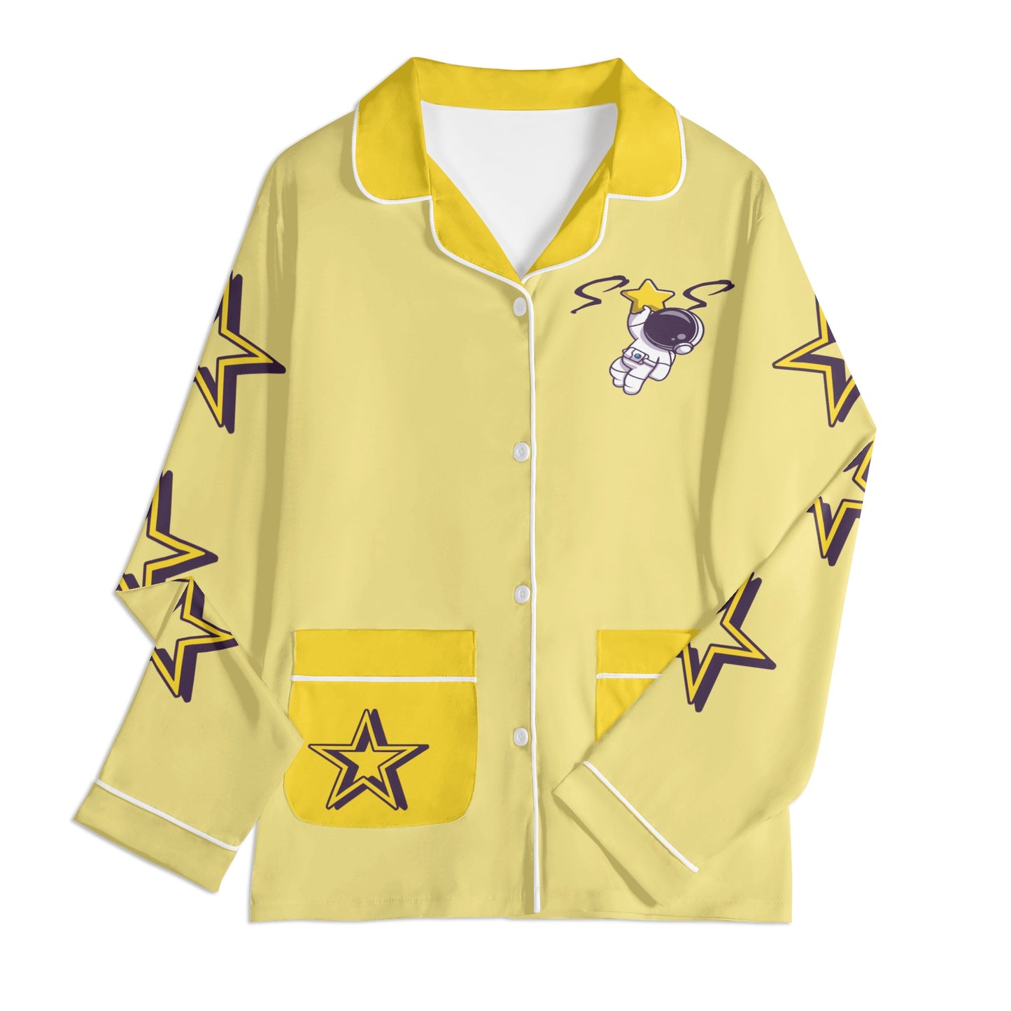 Space Man 23 Children Tan/Gold Long Sleeve Nightwear Pajama Set