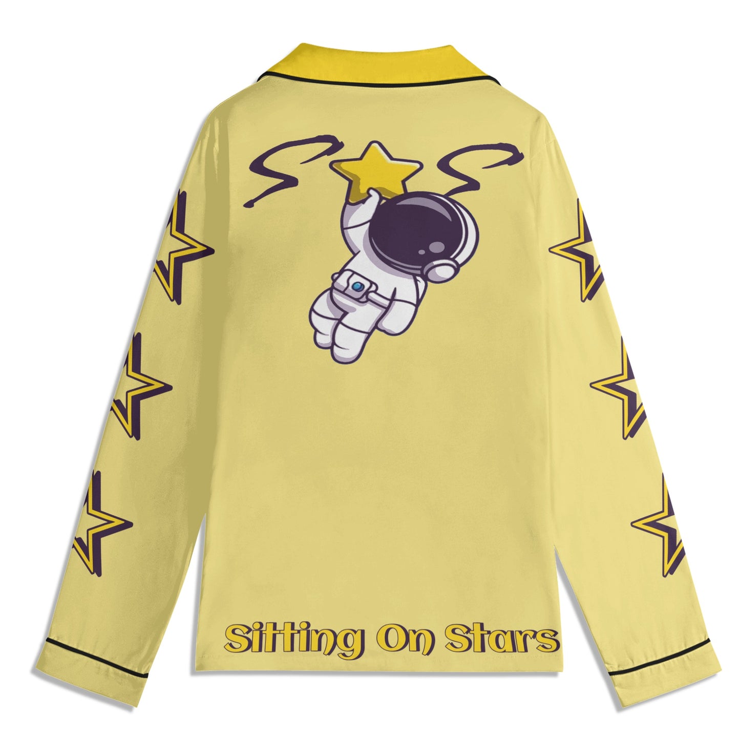 Space Man 23 Children Tan/Gold Long Sleeve Nightwear Pajama Set