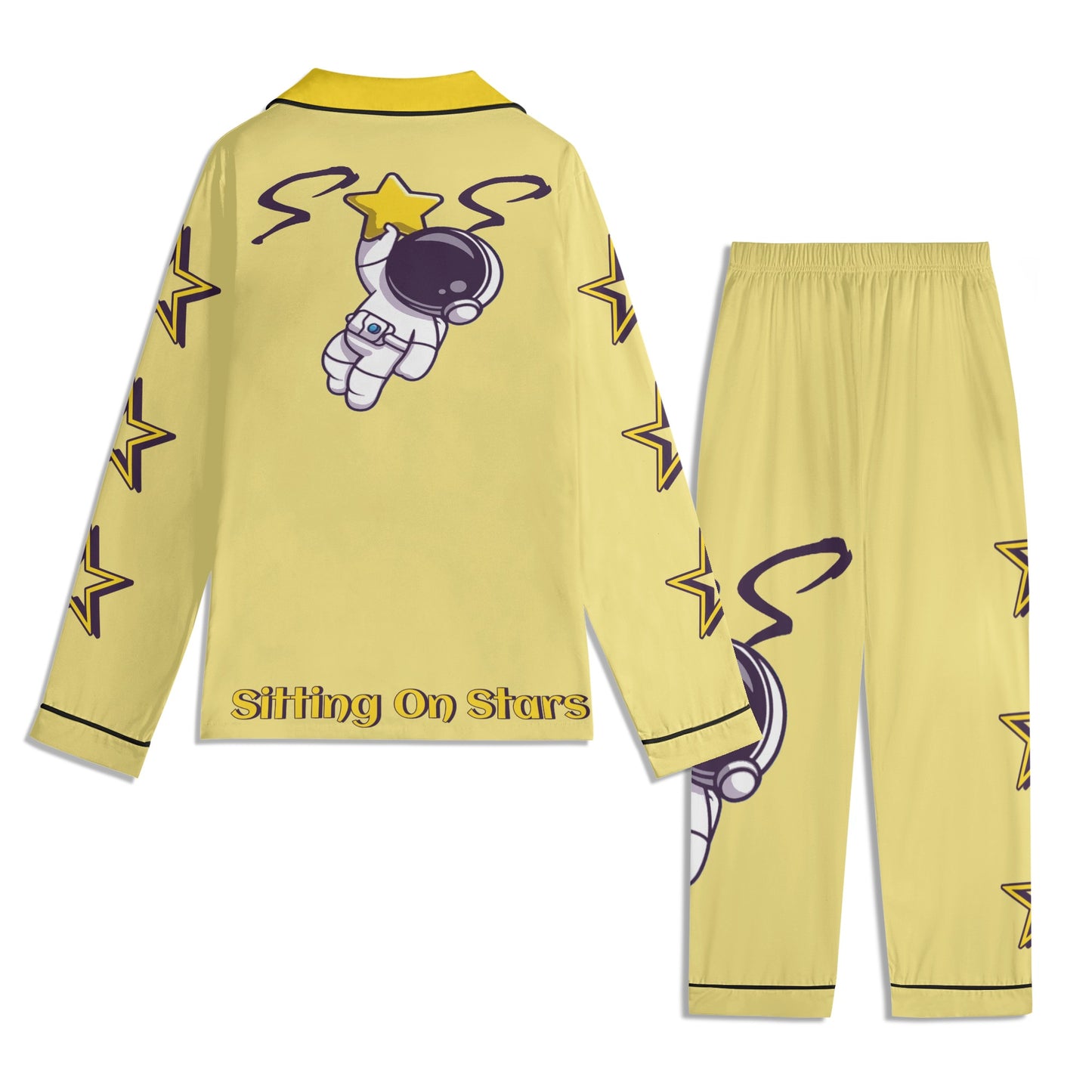 Space Man 23 Children Tan/Gold Long Sleeve Nightwear Pajama Set