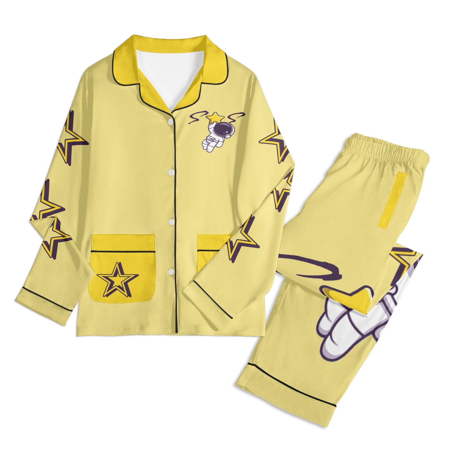 Space Man 23 Children Tan/Gold Long Sleeve Nightwear Pajama Set