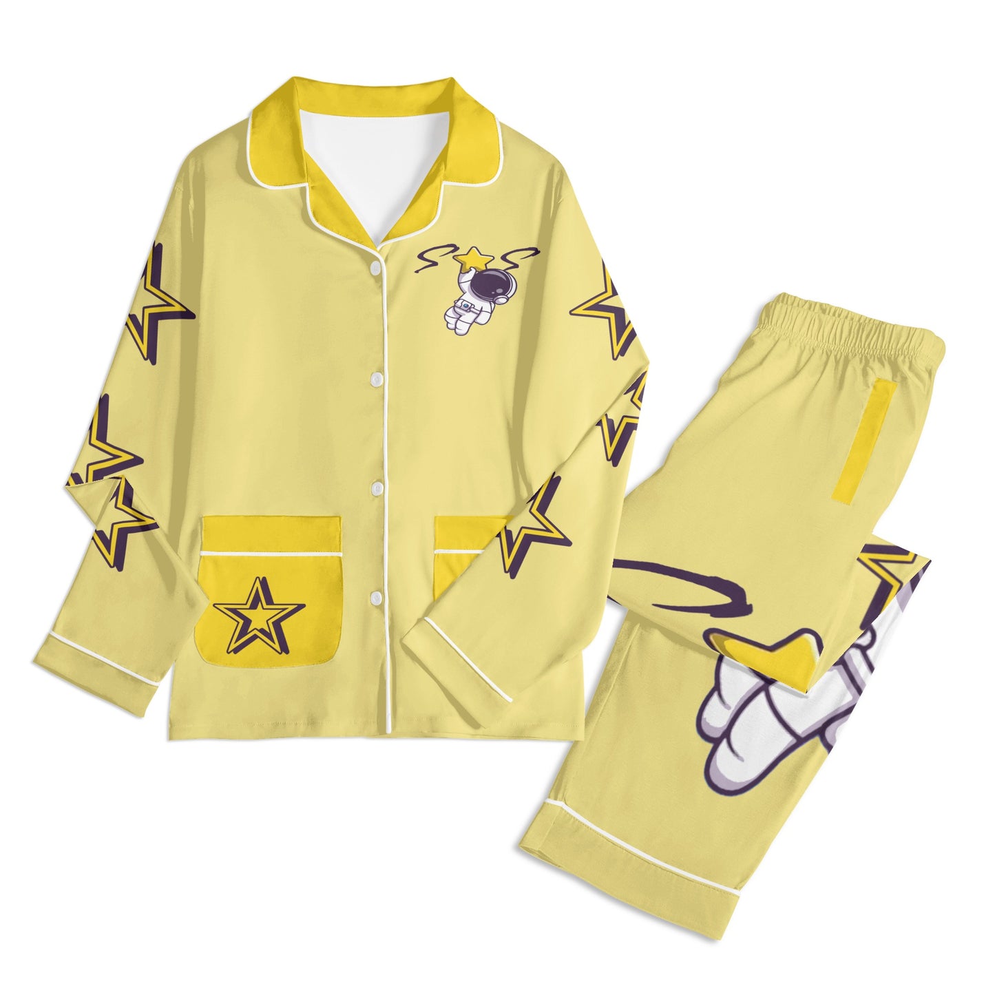 Space Man 23 Children Tan/Gold Long Sleeve Nightwear Pajama Set