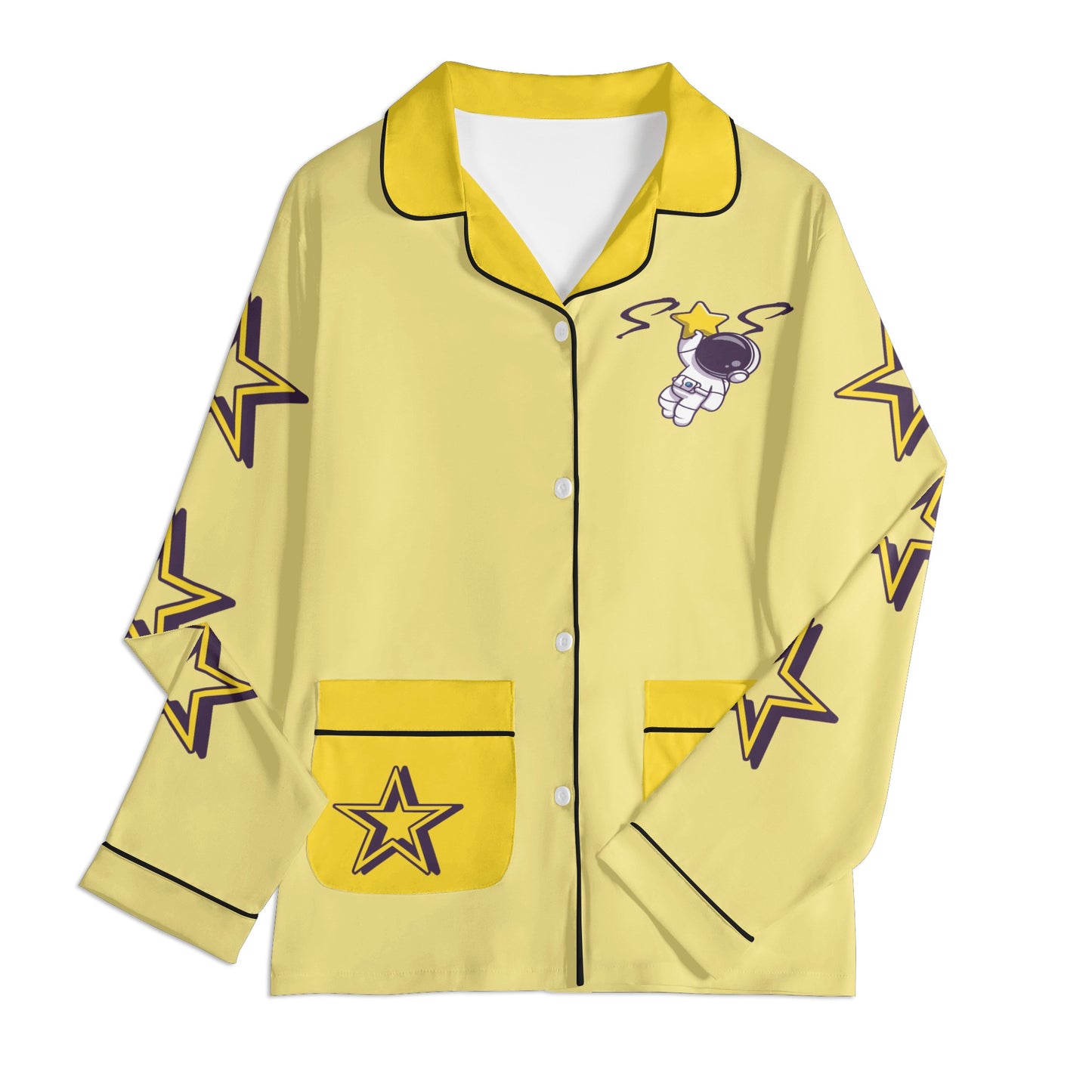 Space Man 23 Children Tan/Gold Long Sleeve Nightwear Pajama Set