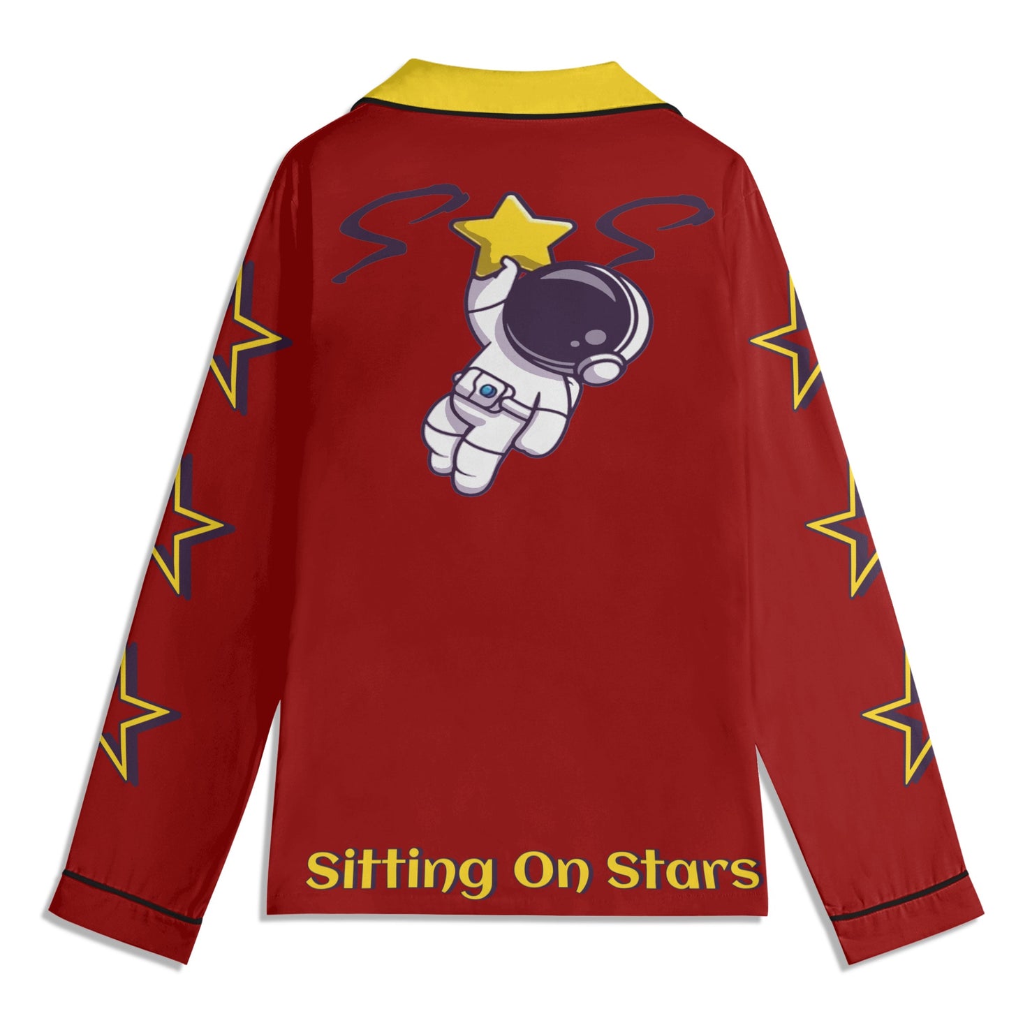 Space Man 23 Children Maroon/Gold Long Sleeve Nightwear Pajama Set