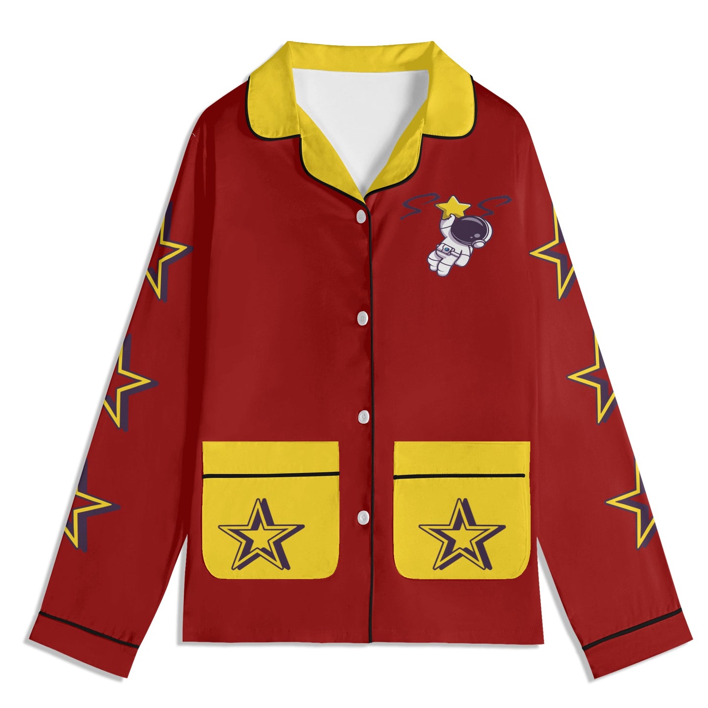 Space Man 23 Children Maroon/Gold Long Sleeve Nightwear Pajama Set