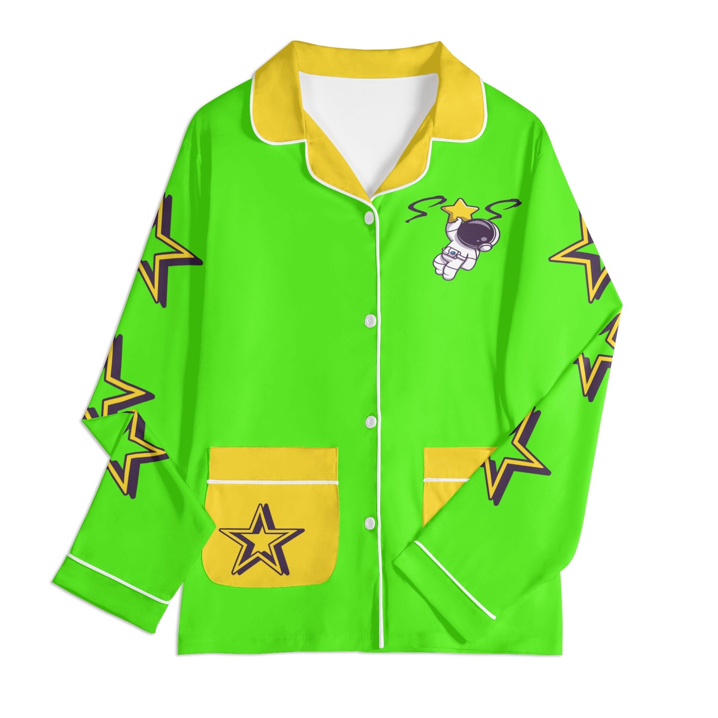 Space Man 23 Children GooGreen/Gold Long Sleeve Nightwear Pajama Set