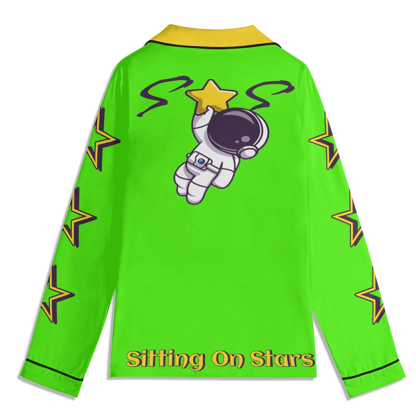 Space Man 23 Children GooGreen/Gold Long Sleeve Nightwear Pajama Set