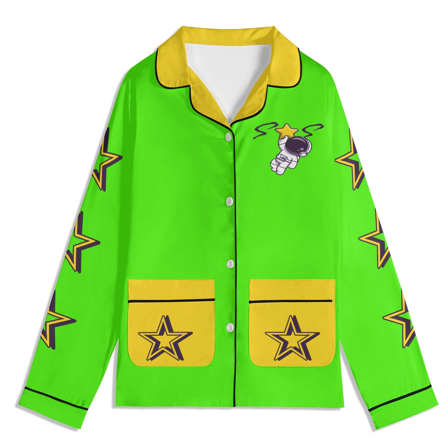 Space Man 23 Children GooGreen/Gold Long Sleeve Nightwear Pajama Set