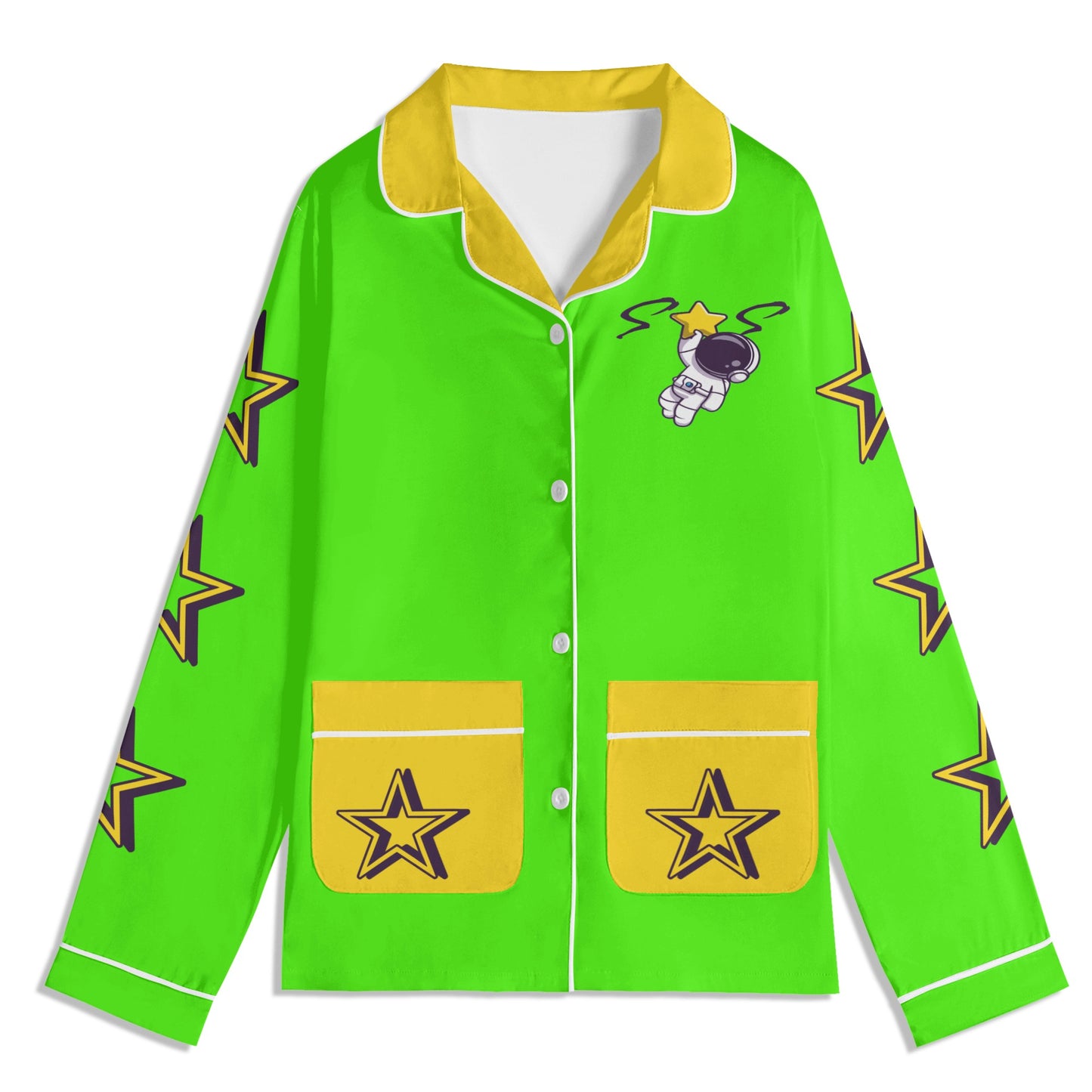 Space Man 23 Children GooGreen/Gold Long Sleeve Nightwear Pajama Set